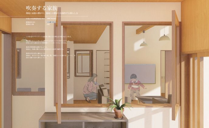 吹奏する家族