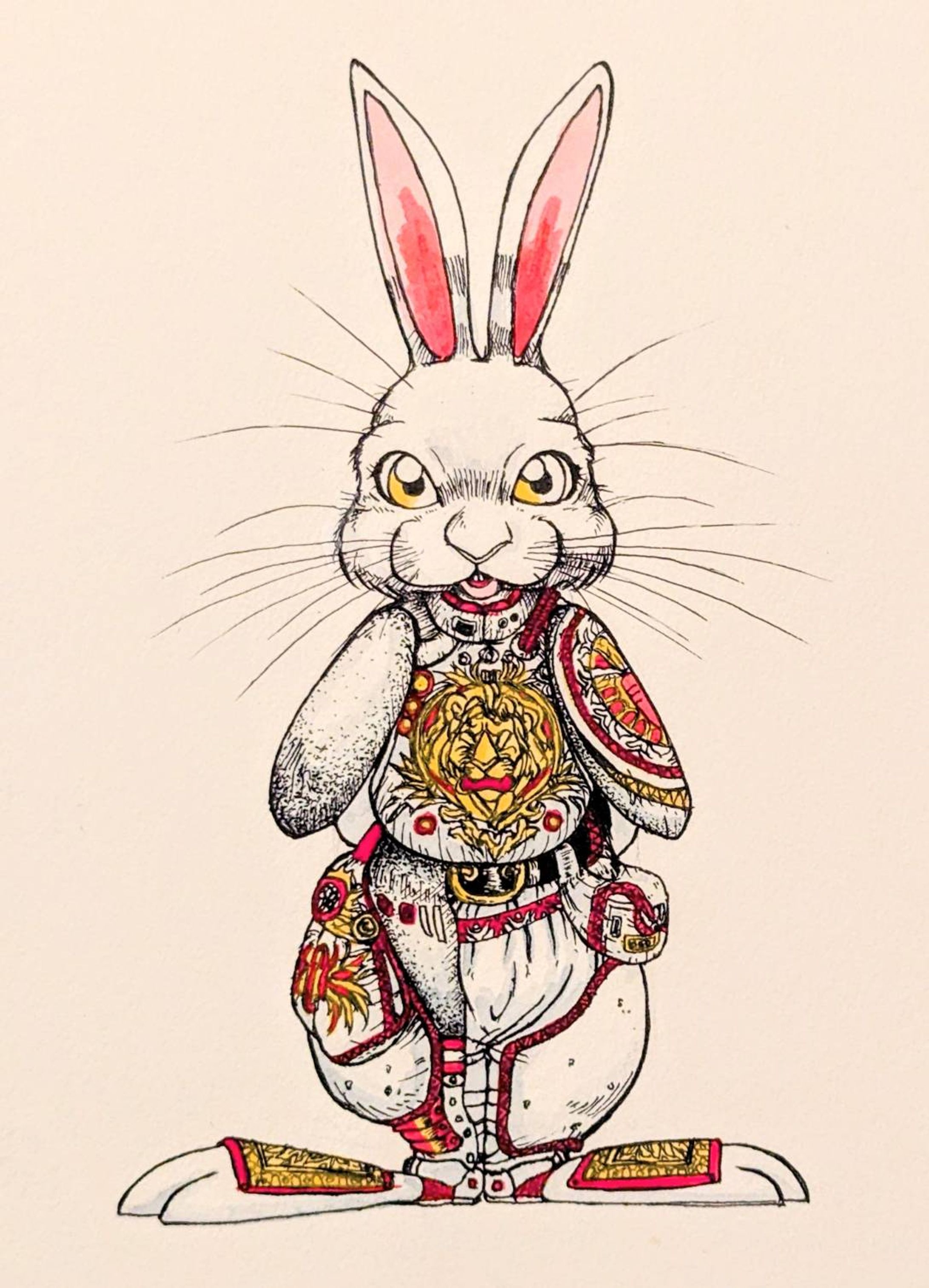 【手描きイラスト】ウサギの騎士-1