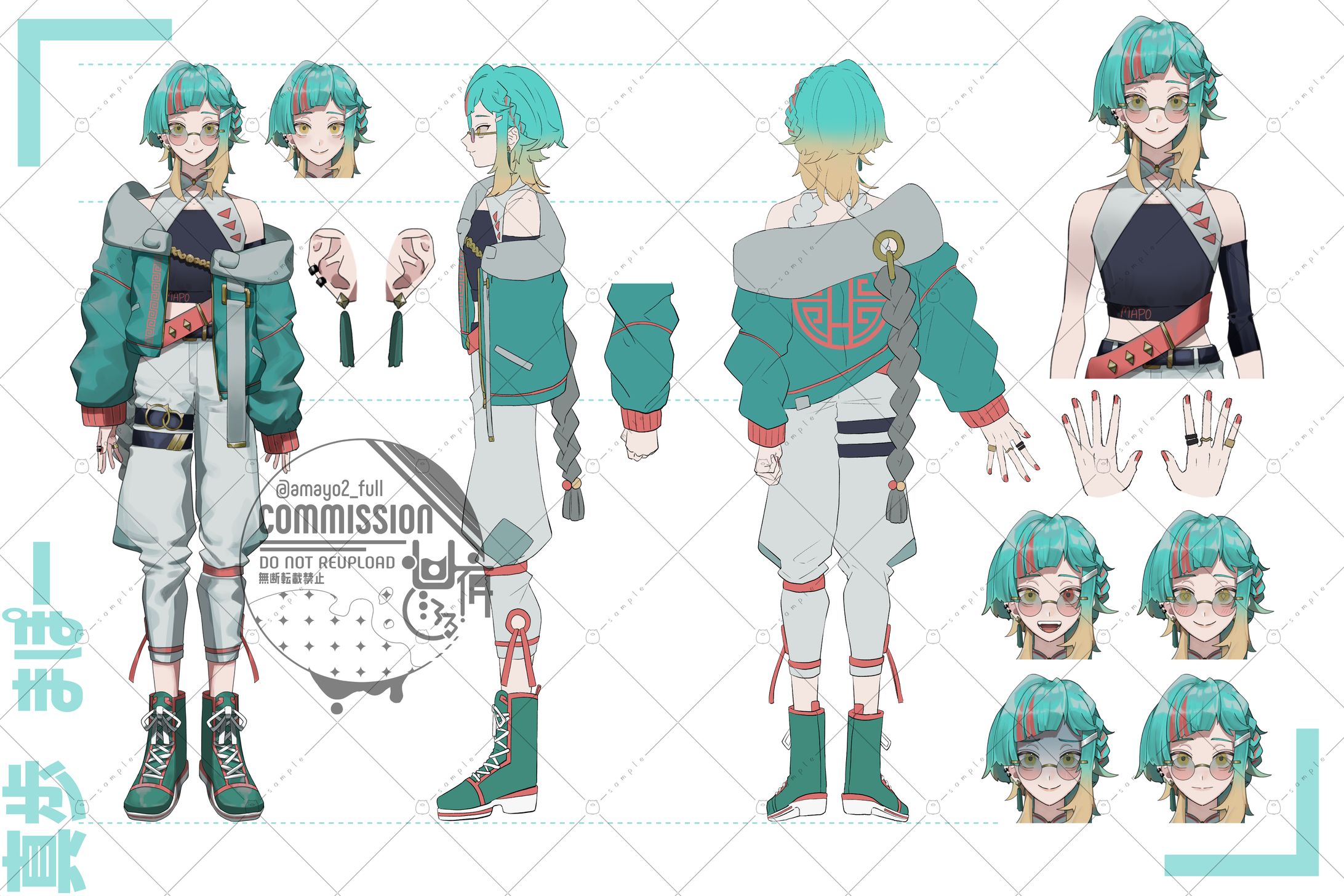 【ご依頼】Live2D用パーツ分け立ち絵+キャラクターデザイン+三面図-1