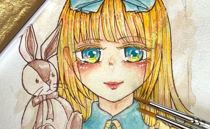 アリスとうさぎ
#完成
#不思議の国のアリス #アリスモチーフ
#水彩イラスト #水彩画 #透明水彩 #透明水彩イラスト
#watercolor #watercolorpainting
#アナログ #アナログイラスト
#イラスト #イラスト好きな人と繋がりたい 
#Illust #Illustrator #illustration 
#お絵描き #お絵描き好きな人と繋がりたい 
#お絵描きグラム #お絵描き大好き 
#イラストレーター #イラストレーターさんと繋がりたい
#女の子 #女の子イラスト