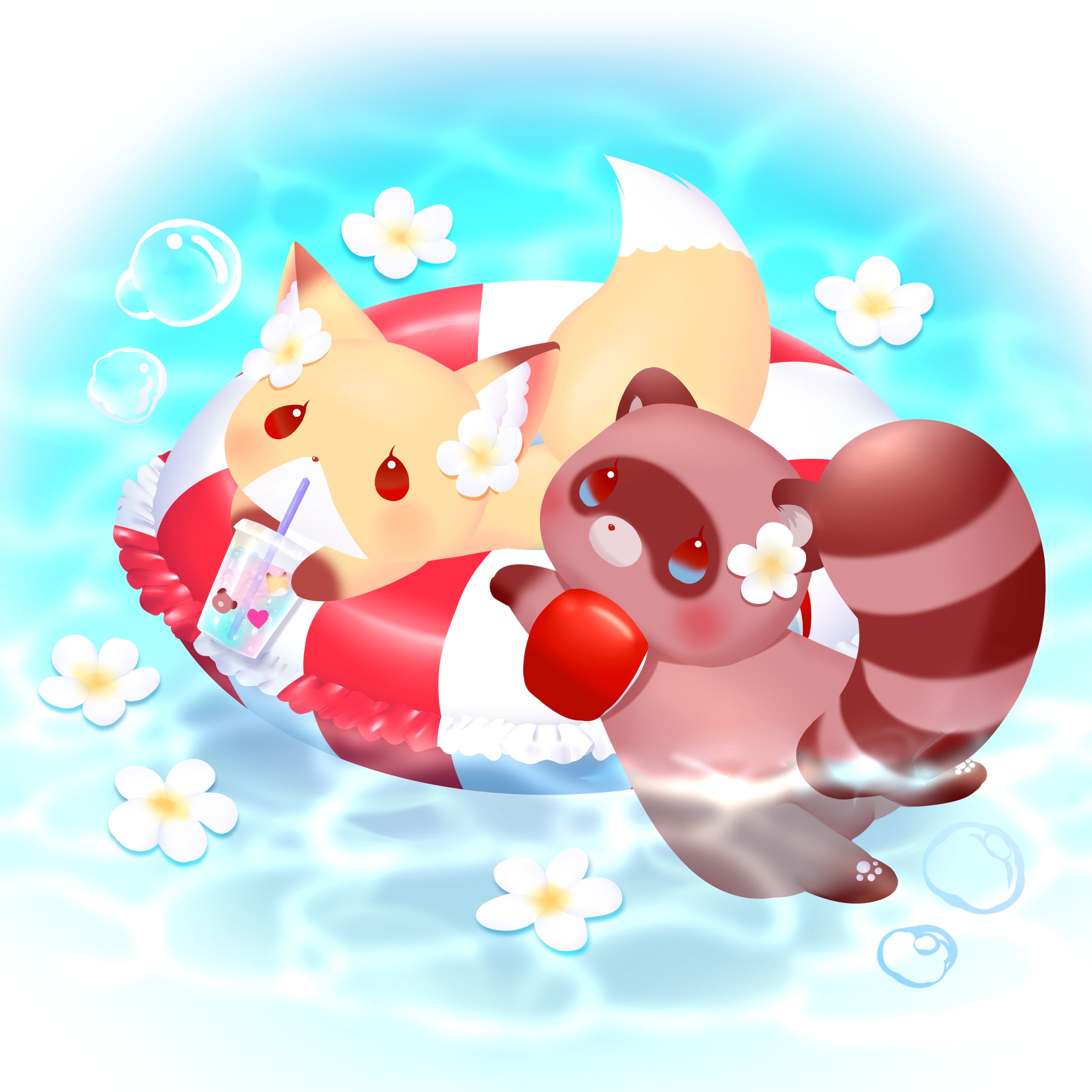 「狐桜こはく様&杜狸ましろ様」FANBOXイラスト-1