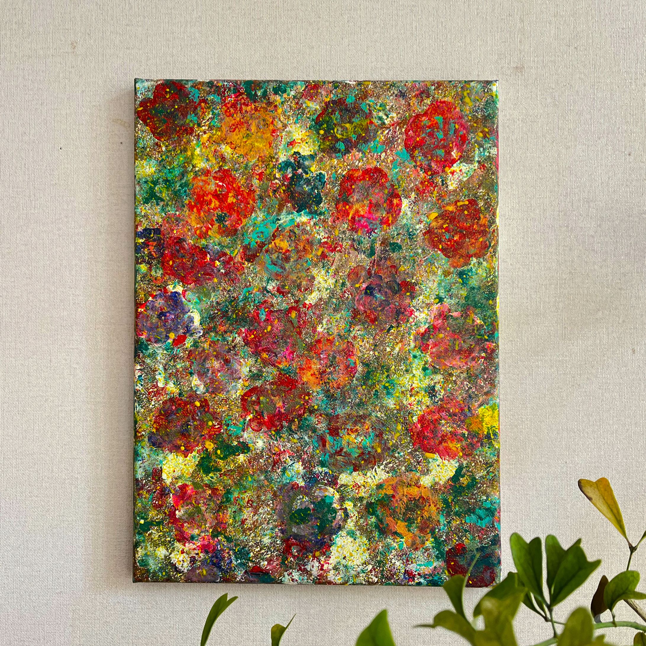 アクリル画　作品　「手で描く模様」🌱-1