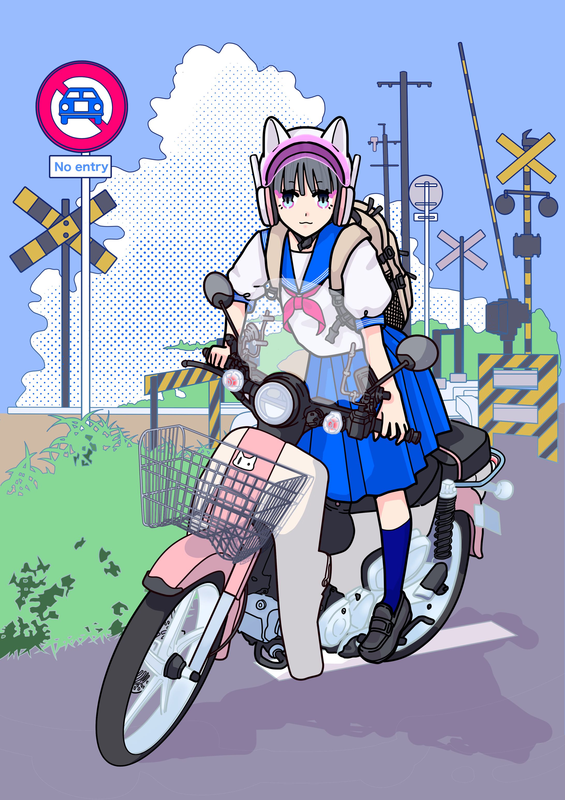 グッズ用１枚絵　バイク通学-1