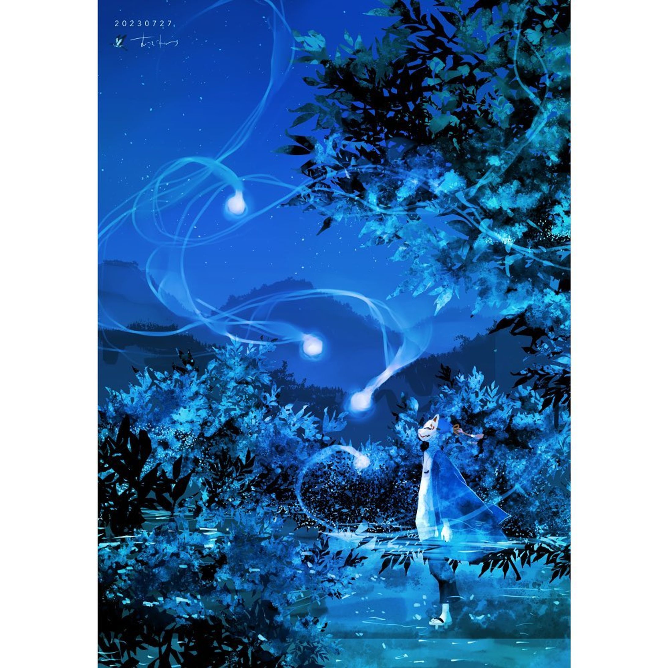 夏の山。
真夜中の不思議。
、
。
私生活で色々あり、全く絵が描けませんでした。
やっと描けて嬉しいです。

#イラスト #漫画絵 #オリジナルイラスト #アート#夜 #不思議 #青 #illustration #digitalart #digitalillustration #art-1