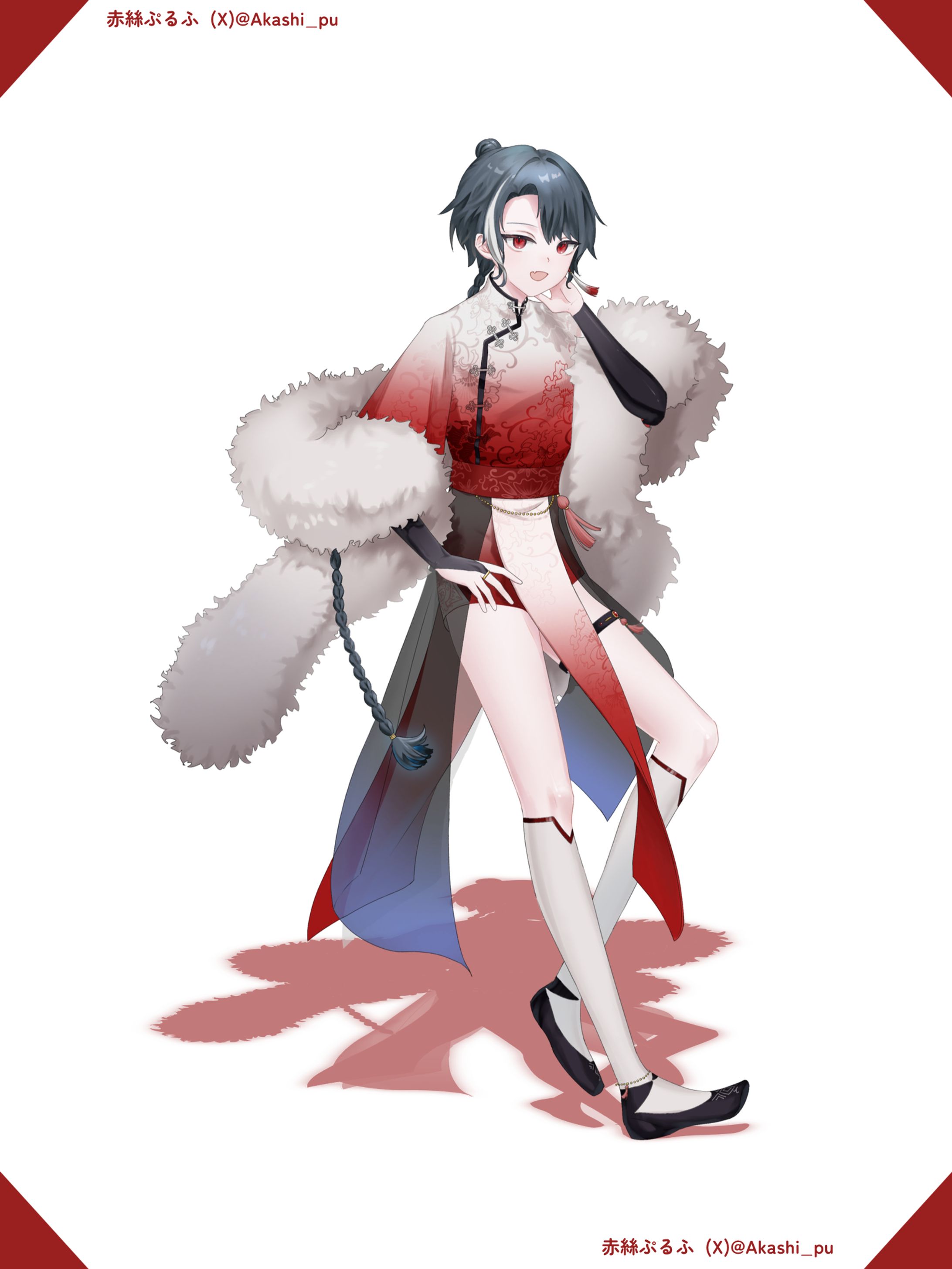 赤絲ぷるふチャイナ服立ち絵-1