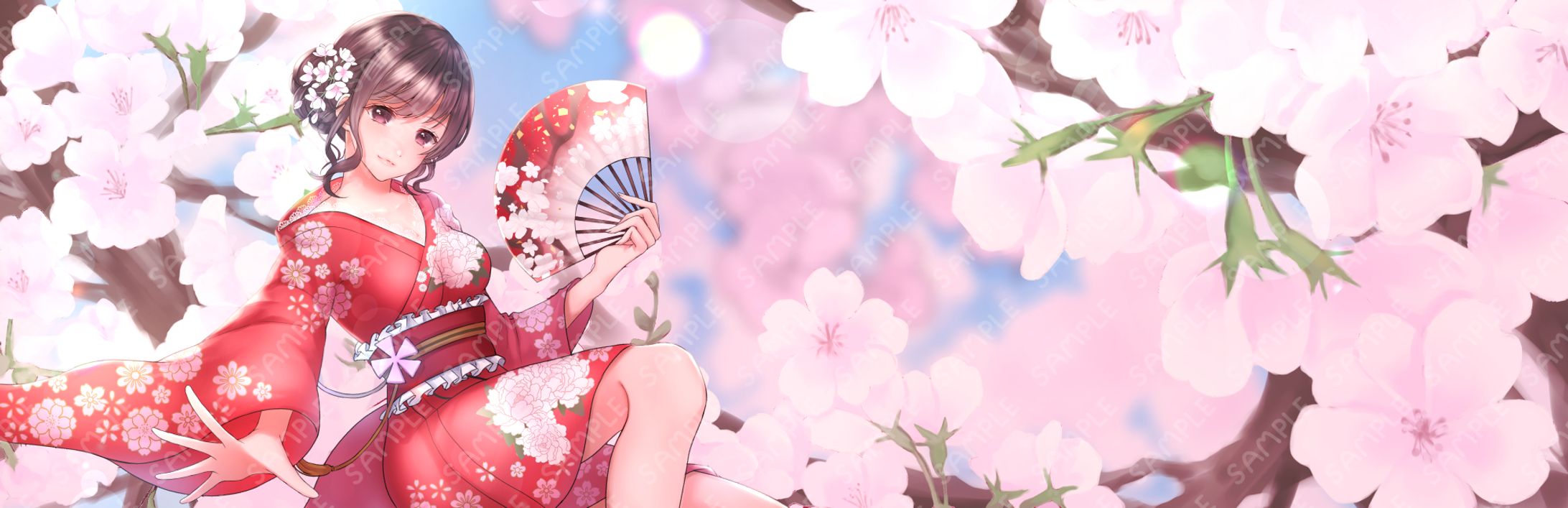 Twitterヘッダーイラスト　桜と妖精-1