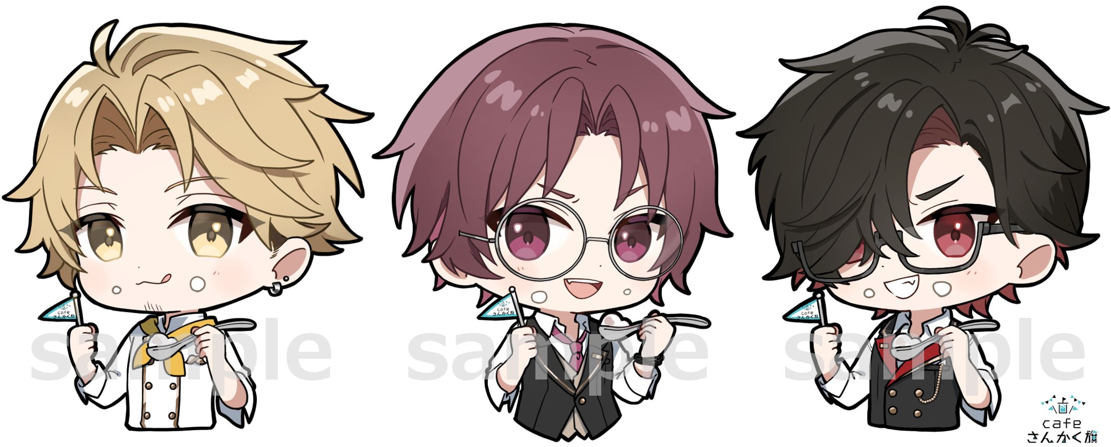 株式会社UMM様『cafeさんかく旗 × YANｰNOKA!!!』コラボSDイラスト-1