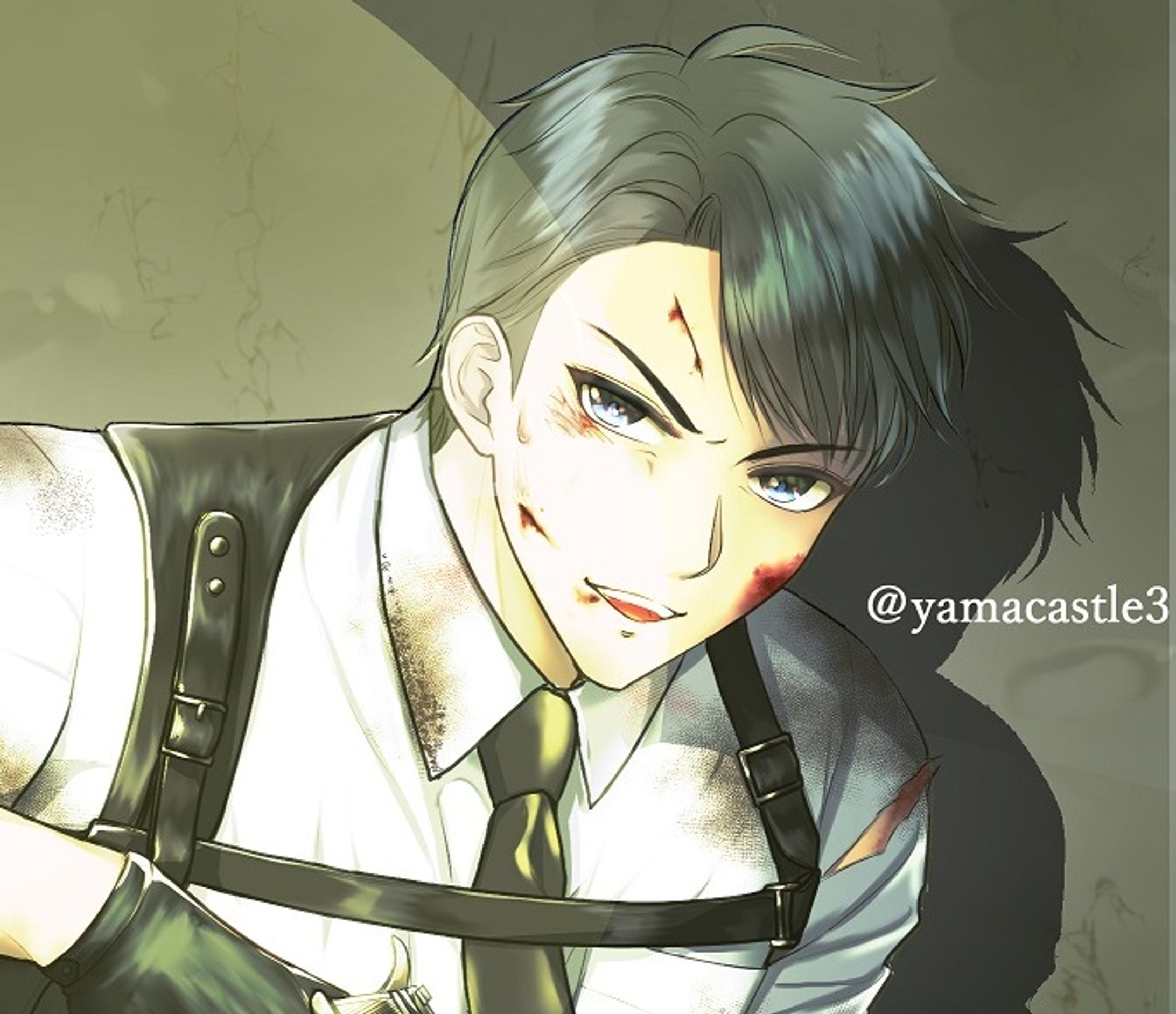 ガンホルダーを付けた男性のイラスト-1