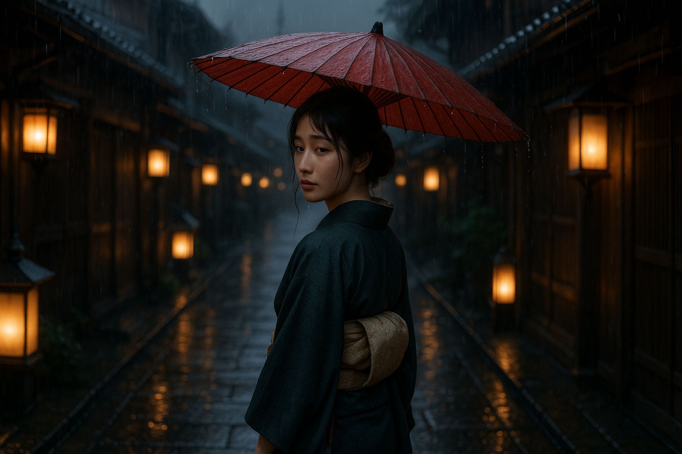 五月雨の路地-1