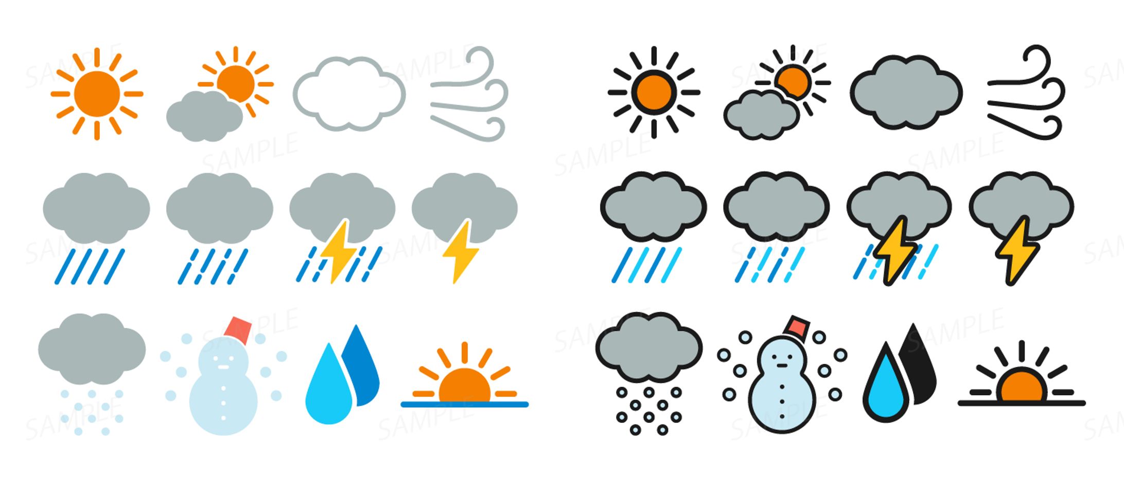 ストックイラスト　天気のアイコン-1