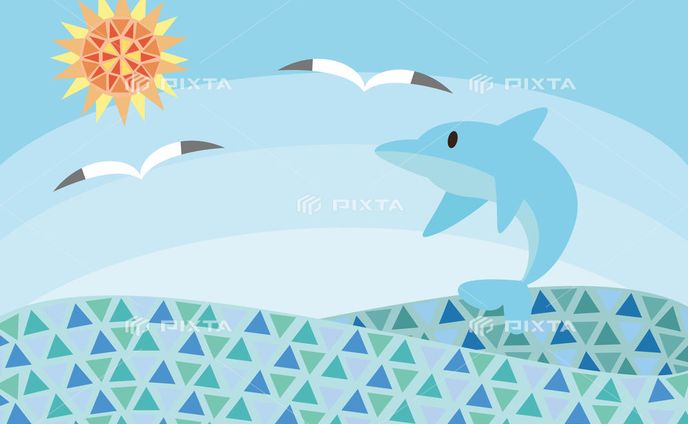海のイラスト（カンプデータ）