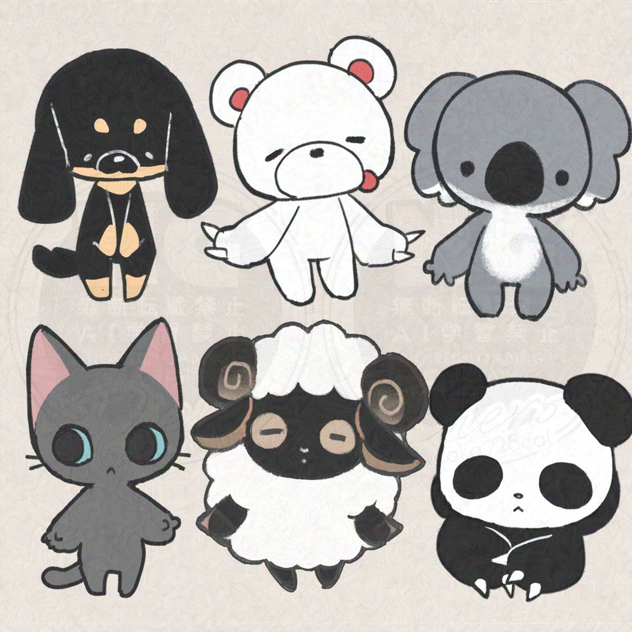 動物のゆるいイラスト-1