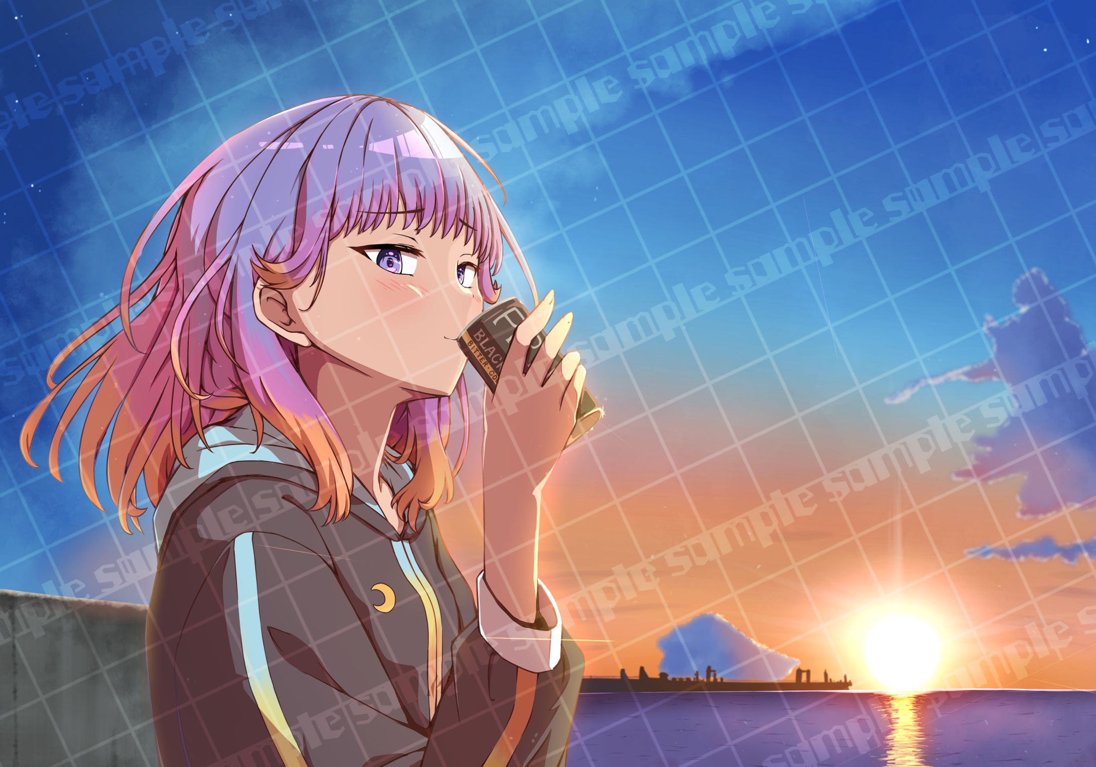 日の出の空と缶コーヒー-1