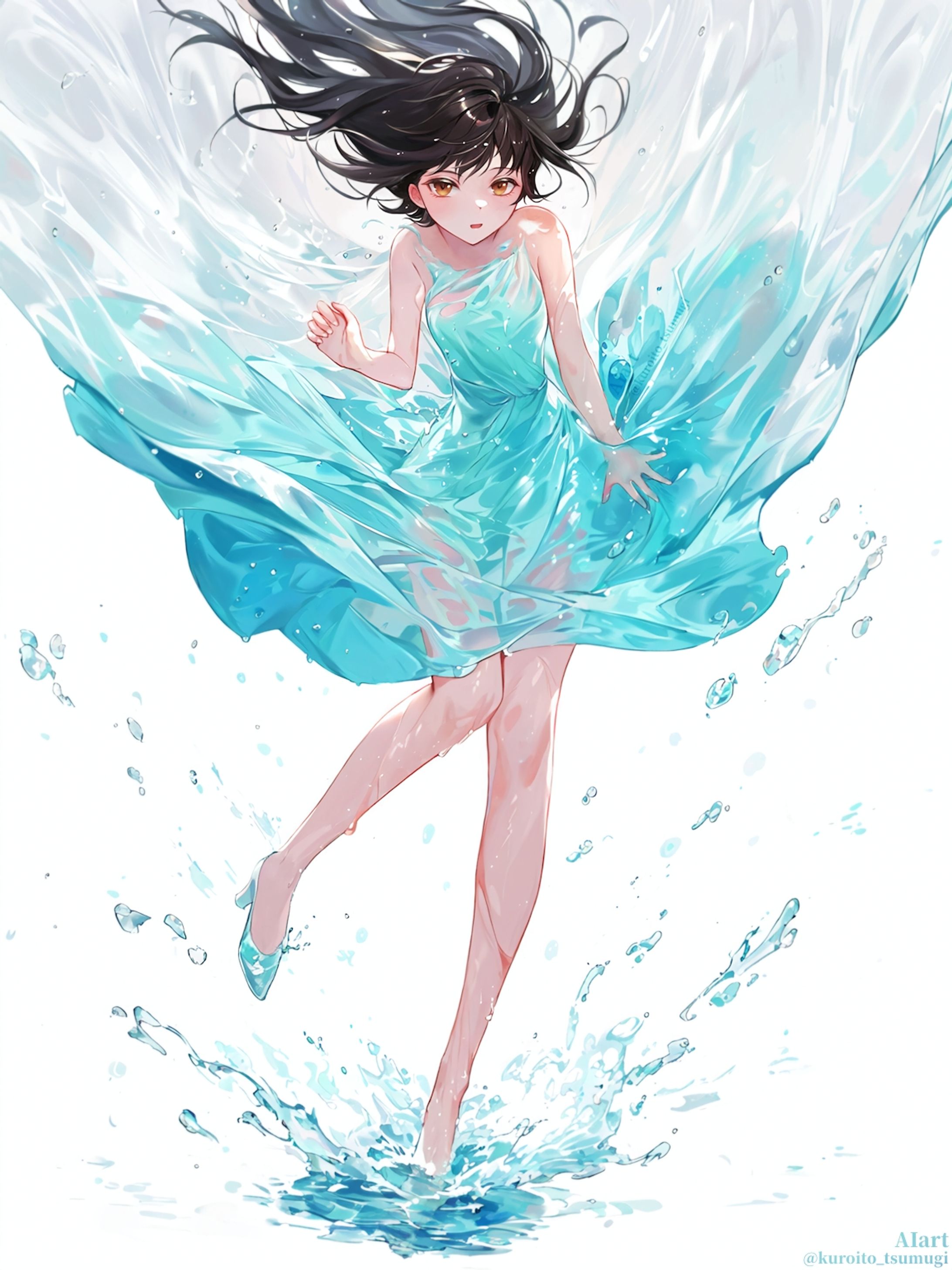aqua dress│AIart-1
