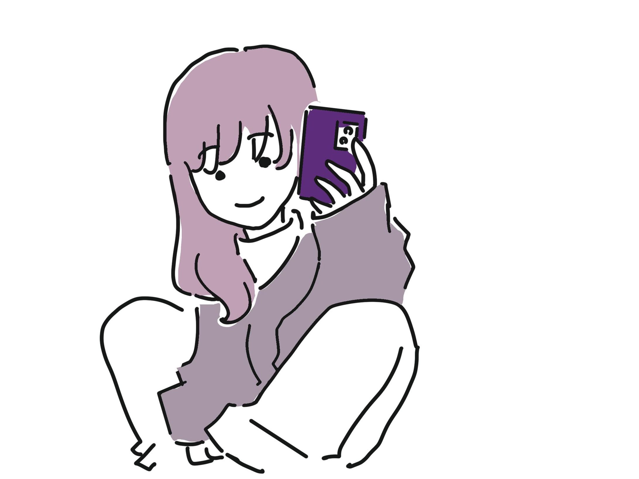 【素材】女性 自撮り スマートフォン-1