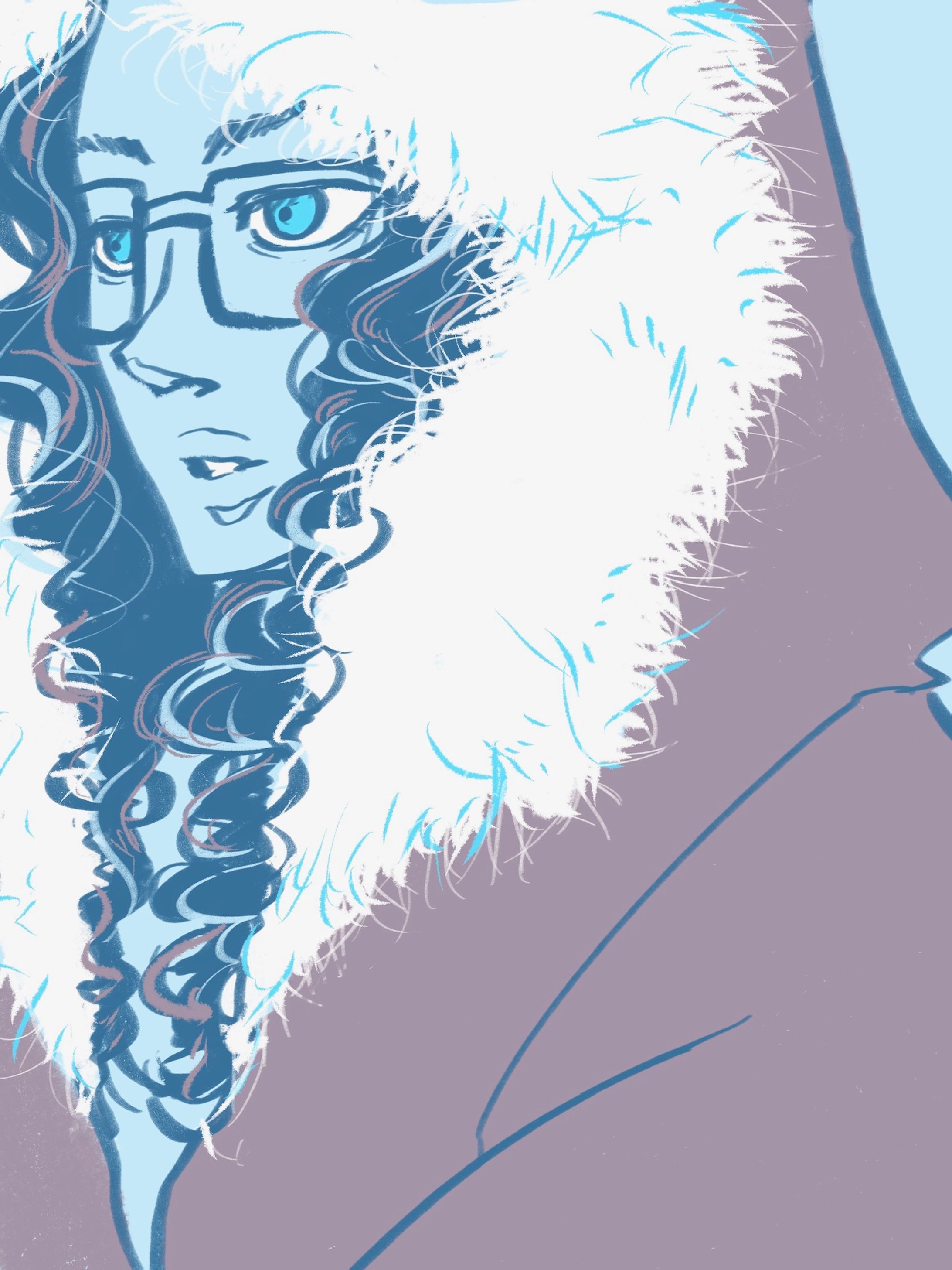 女性イラスト「21.FUZZY(毛羽立った)」-1