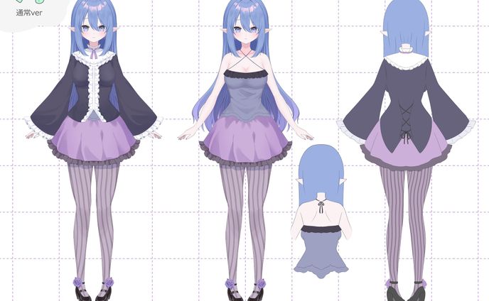ぐる(個人VTuber) 三面図