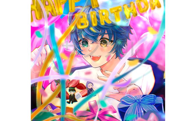 【一枚絵イラスト】　Vtuber 秘色_Hisoku様　お誕生日イラスト　【ご依頼】