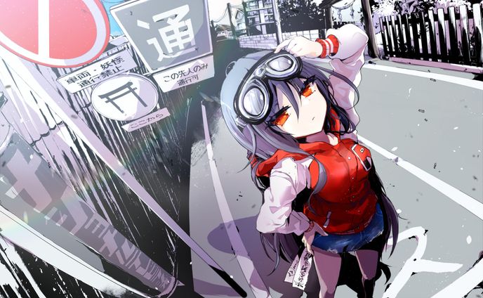 sample 背景手書き＋人物全身