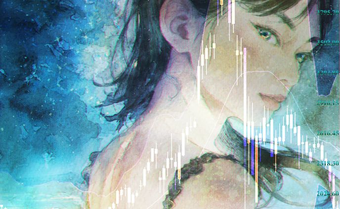 Crypto Chart Girl #4 金碧; Konpeki