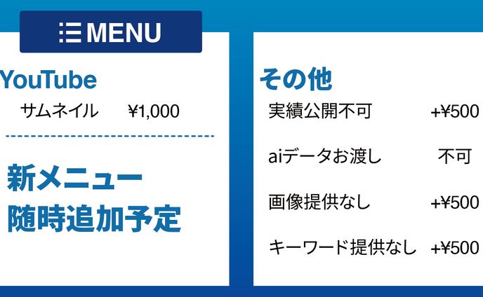 制作料金メニュー
