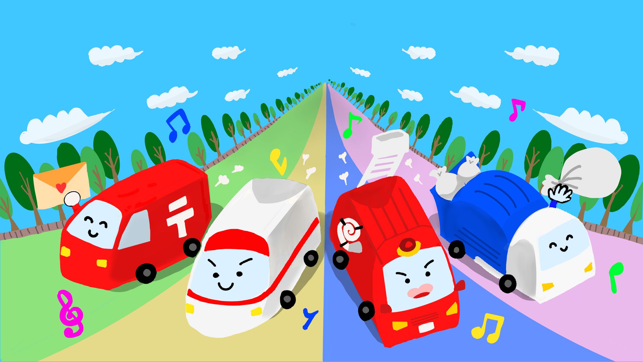 ご依頼イラスト（はたらく車）-1