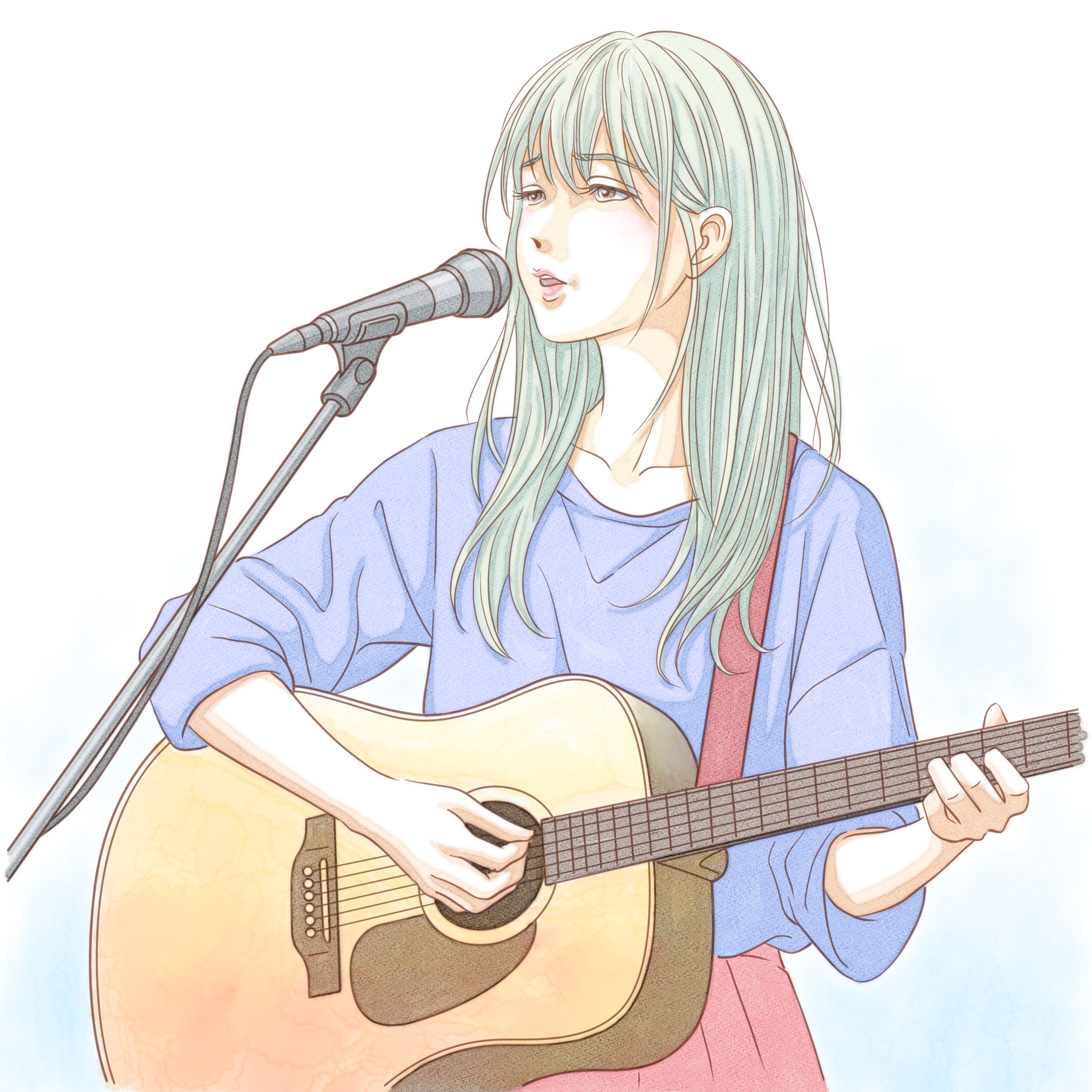 ギターを弾き語る女性-1