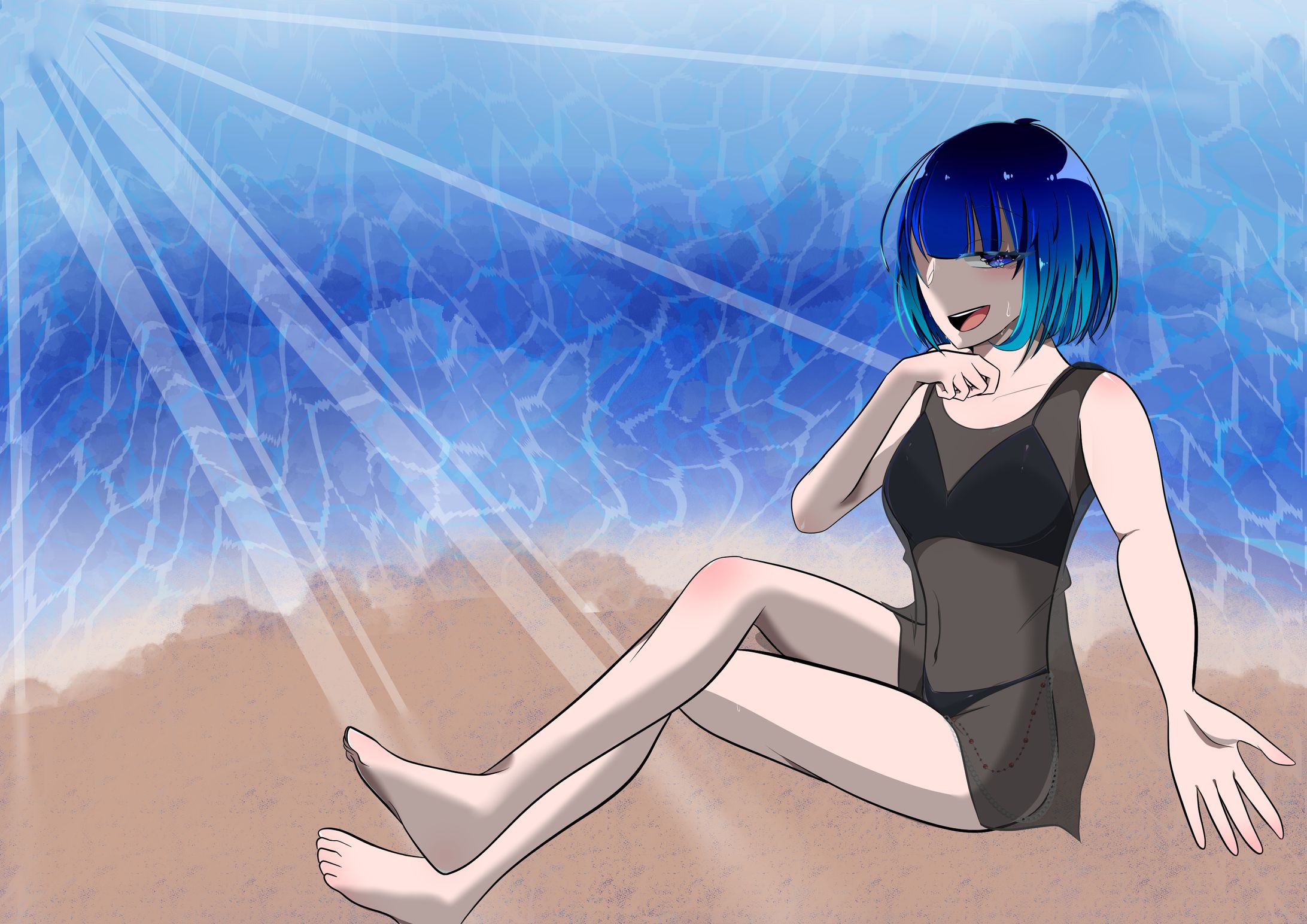 夏にクーデレ彼女と海デート-1