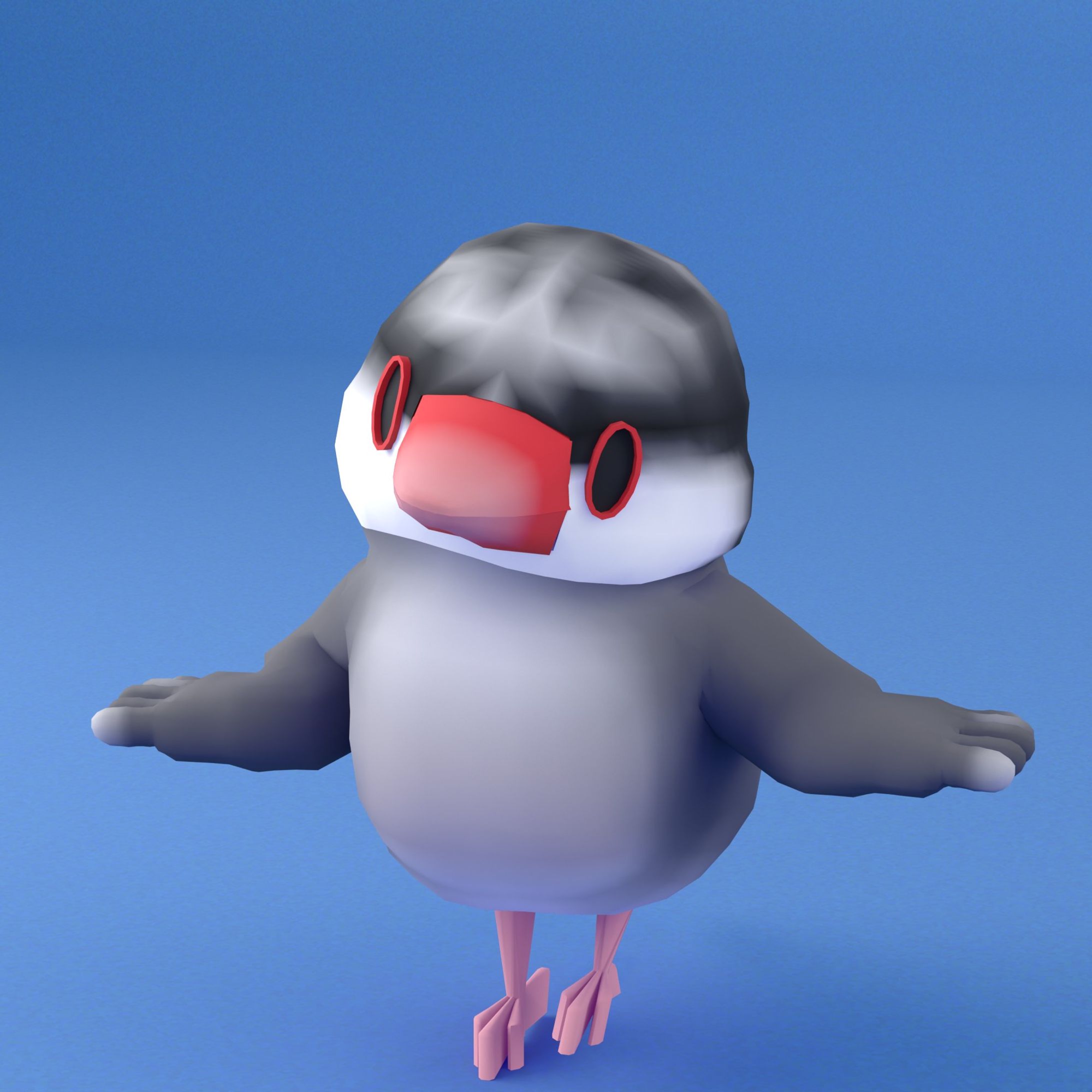 文鳥のキャラクター3Dモデル-1