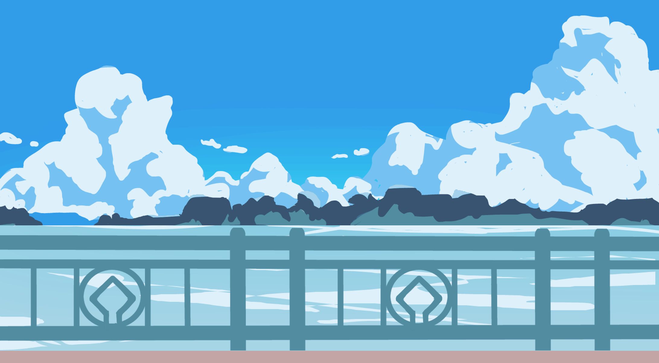 空と海の背景イラスト-1