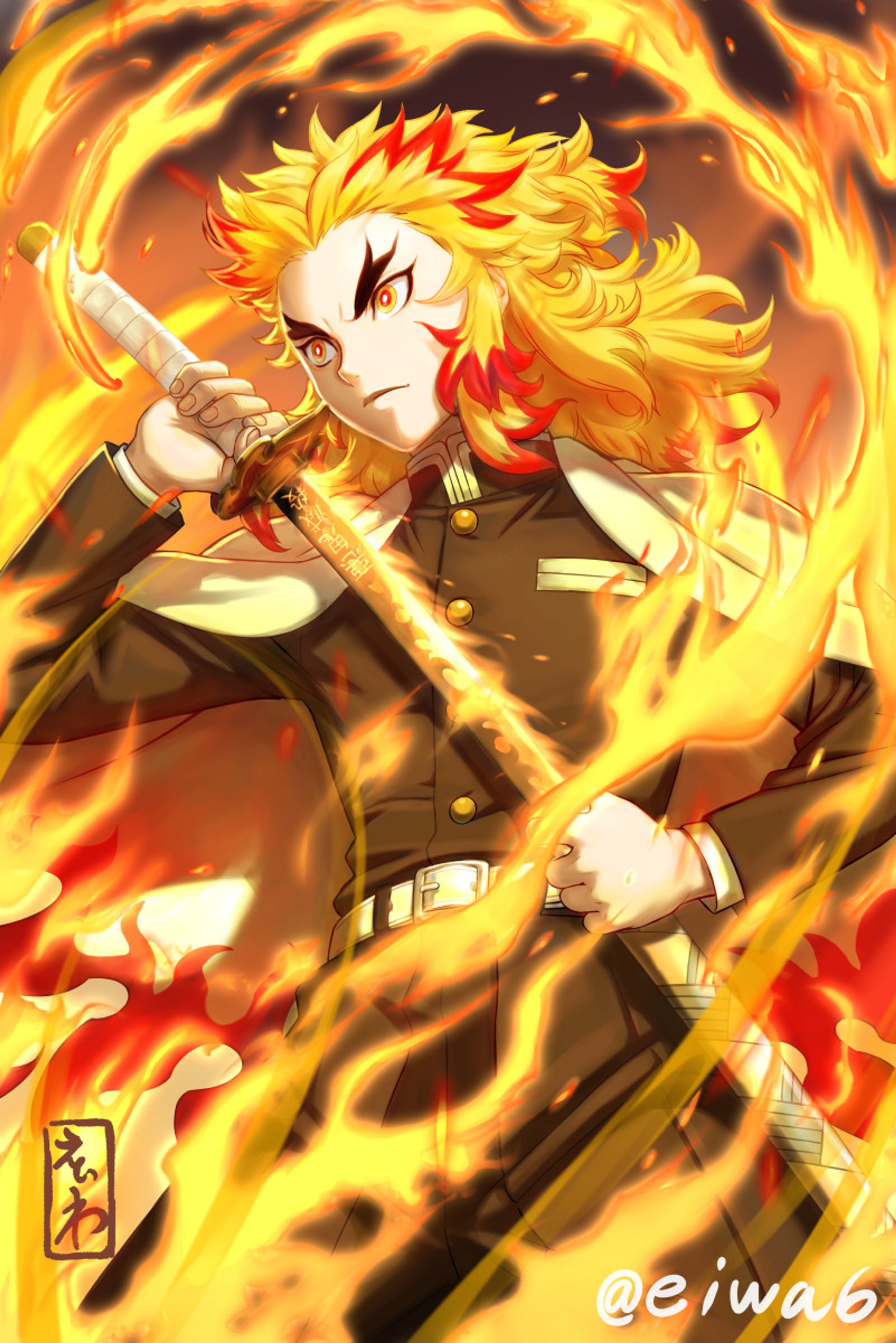 ファンアート　炎柱　煉獄杏寿郎　炎-1