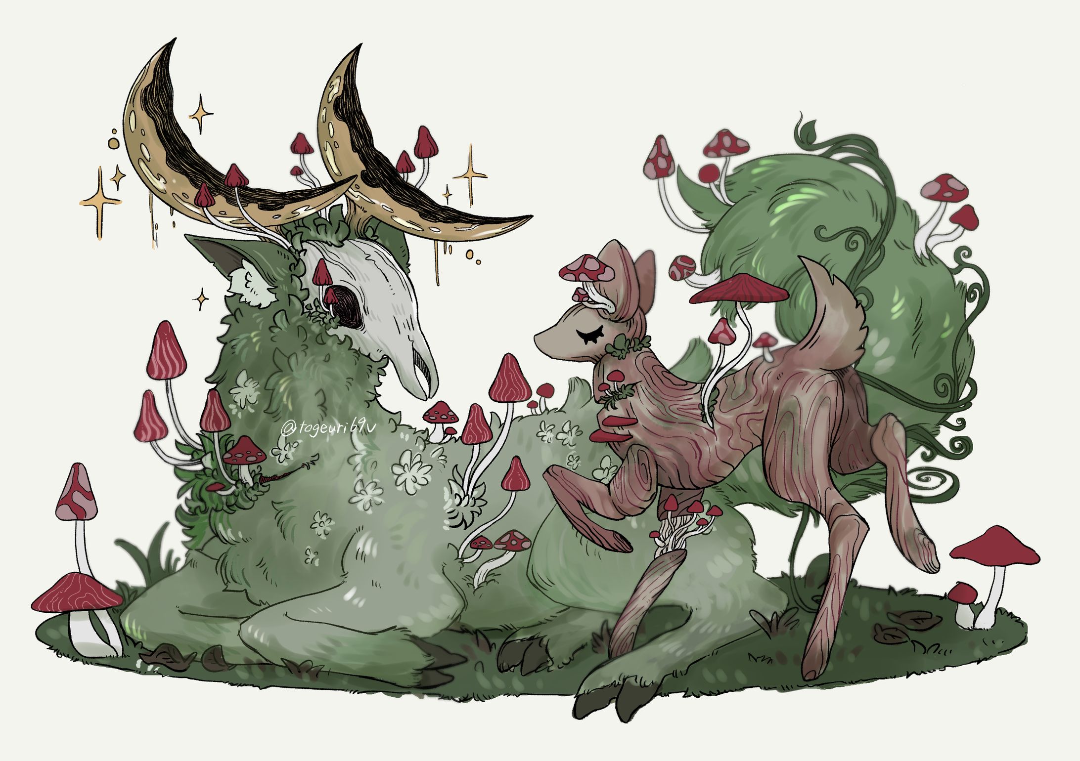 絵文字『🦌🍄🌙』より創作した人外-1