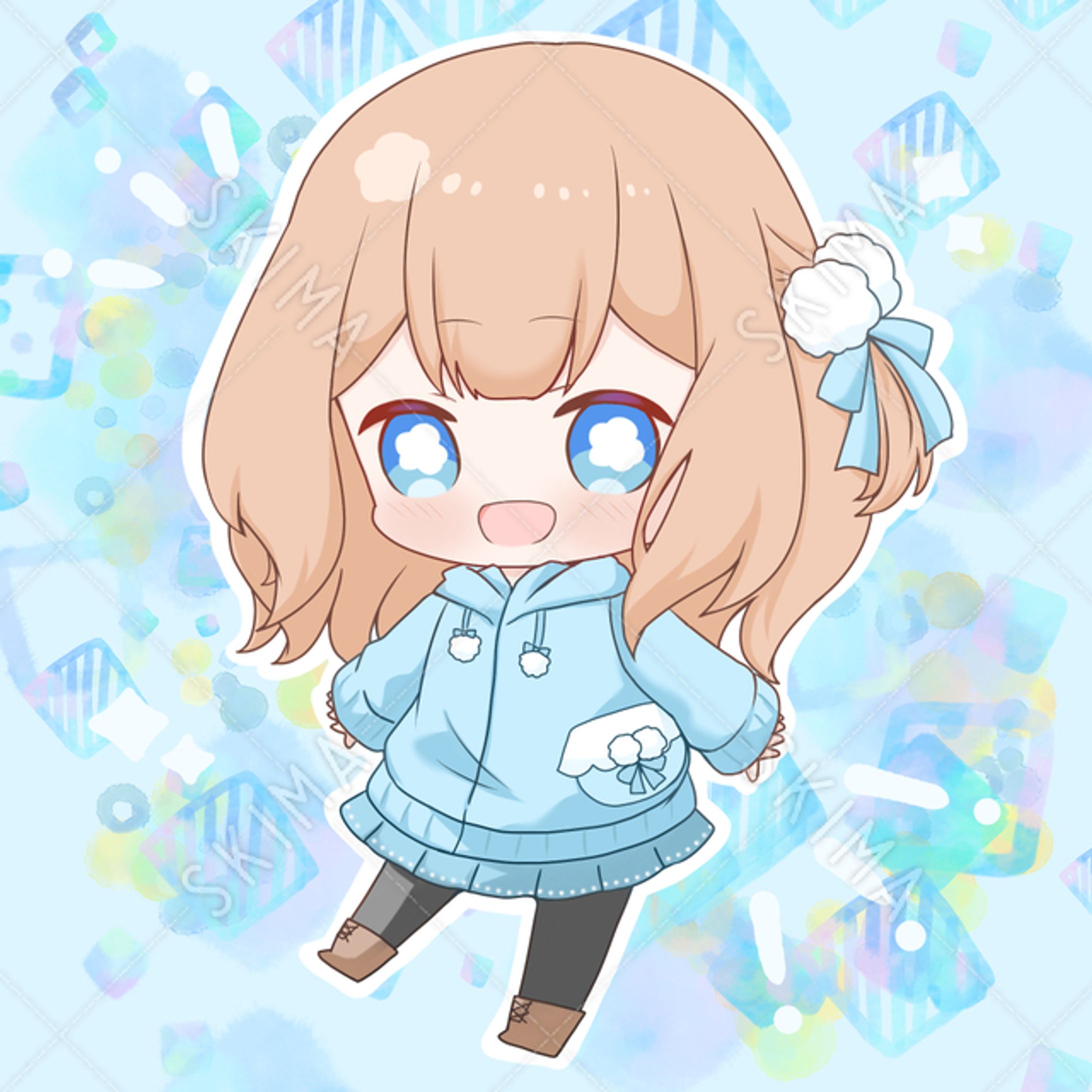 ポンポン付きパーカーの女の子-1