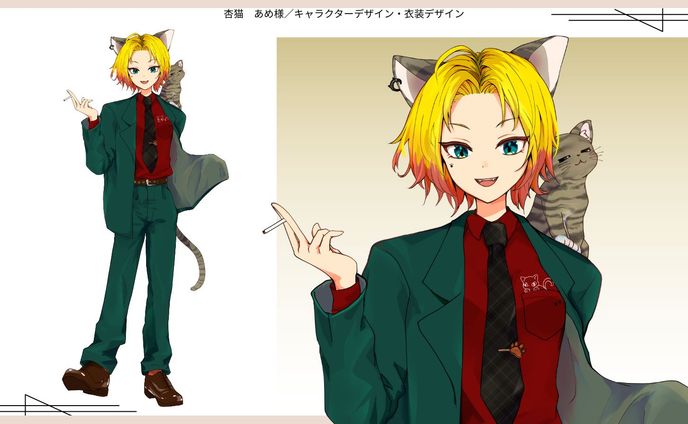 【お仕事】キャラクターデザイン　IRIAMライバー杏猫あめ様