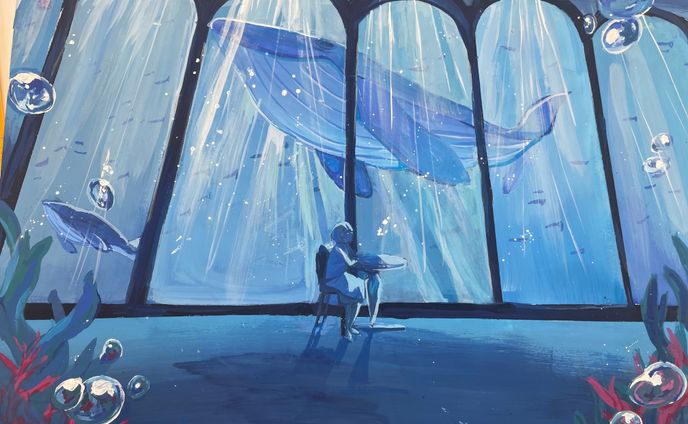 アナログ作品 「海中茶会」