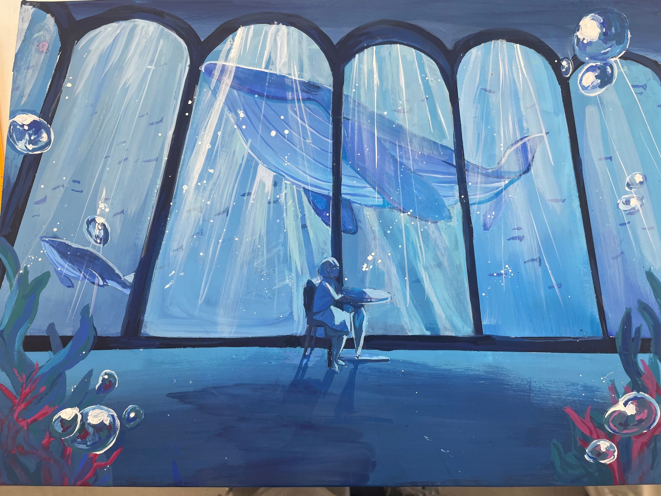 アナログ作品 「海中茶会」-1