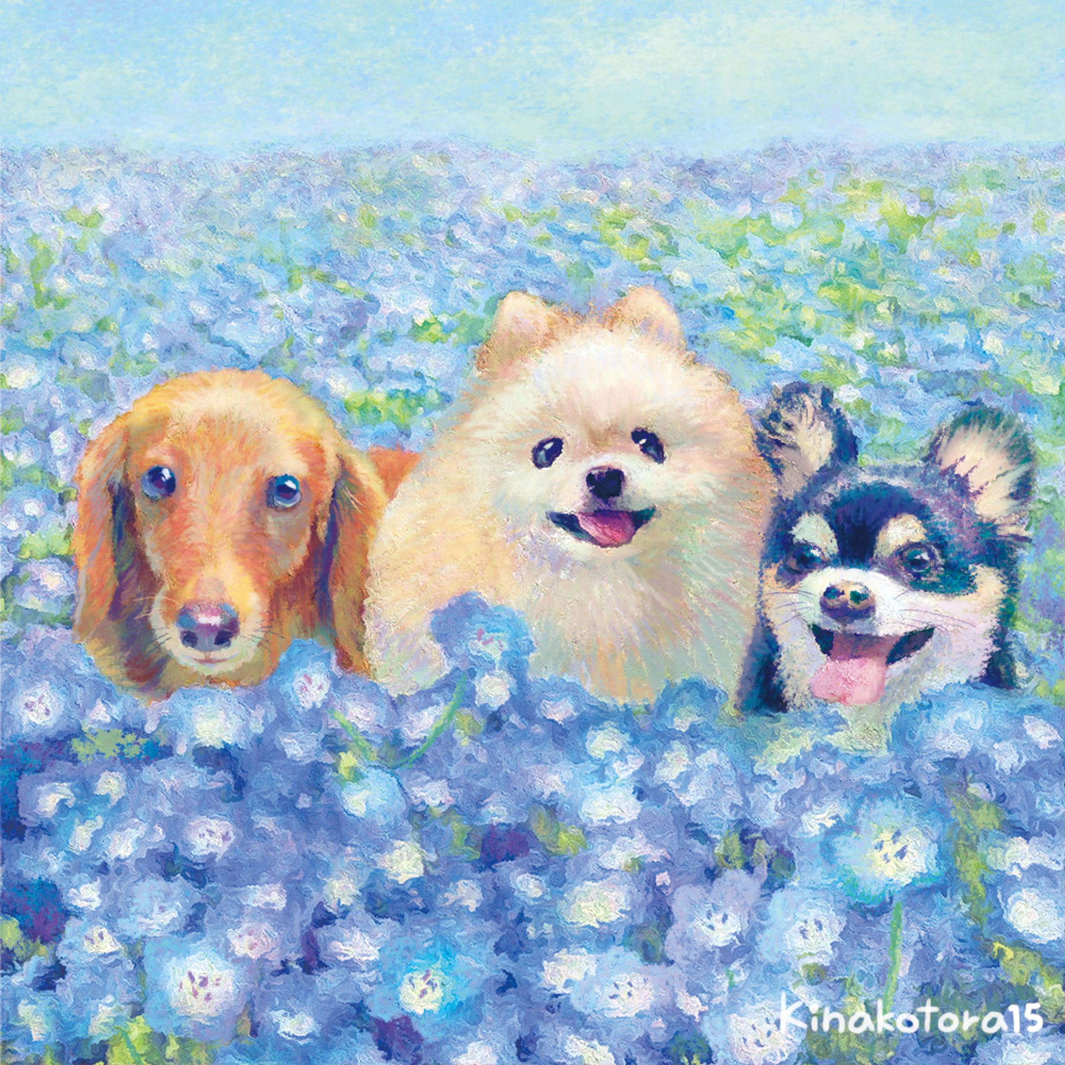 犬の似顔絵/多頭飼い-1