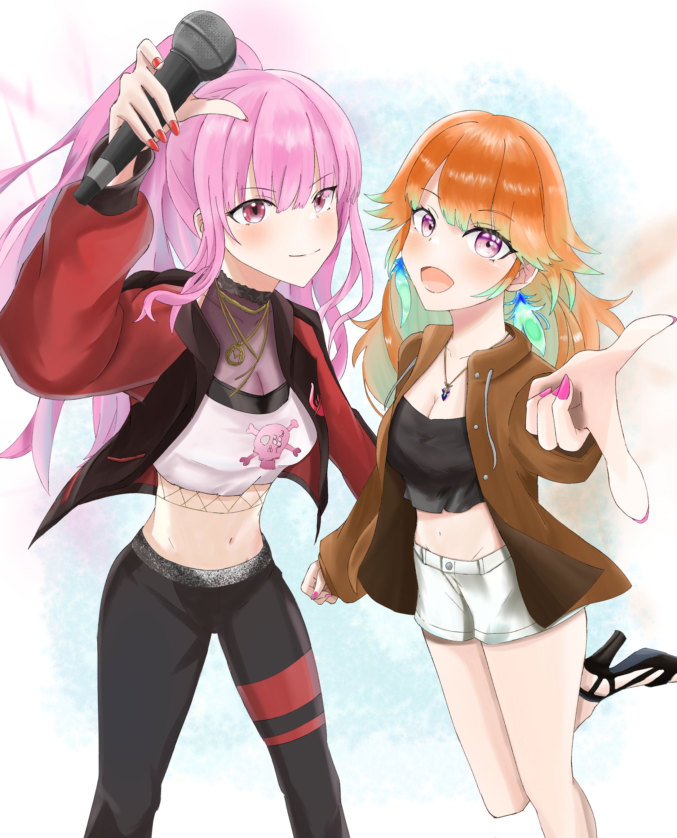 イラスト43(ホロライブファンアート：EN・森カリオペ、小鳥遊キアラ)-1