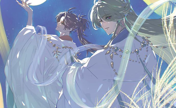 【二次創作】お月見モチーフ一枚絵