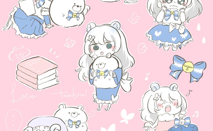 女の子のデフォルメイラスト 様々なポーズ