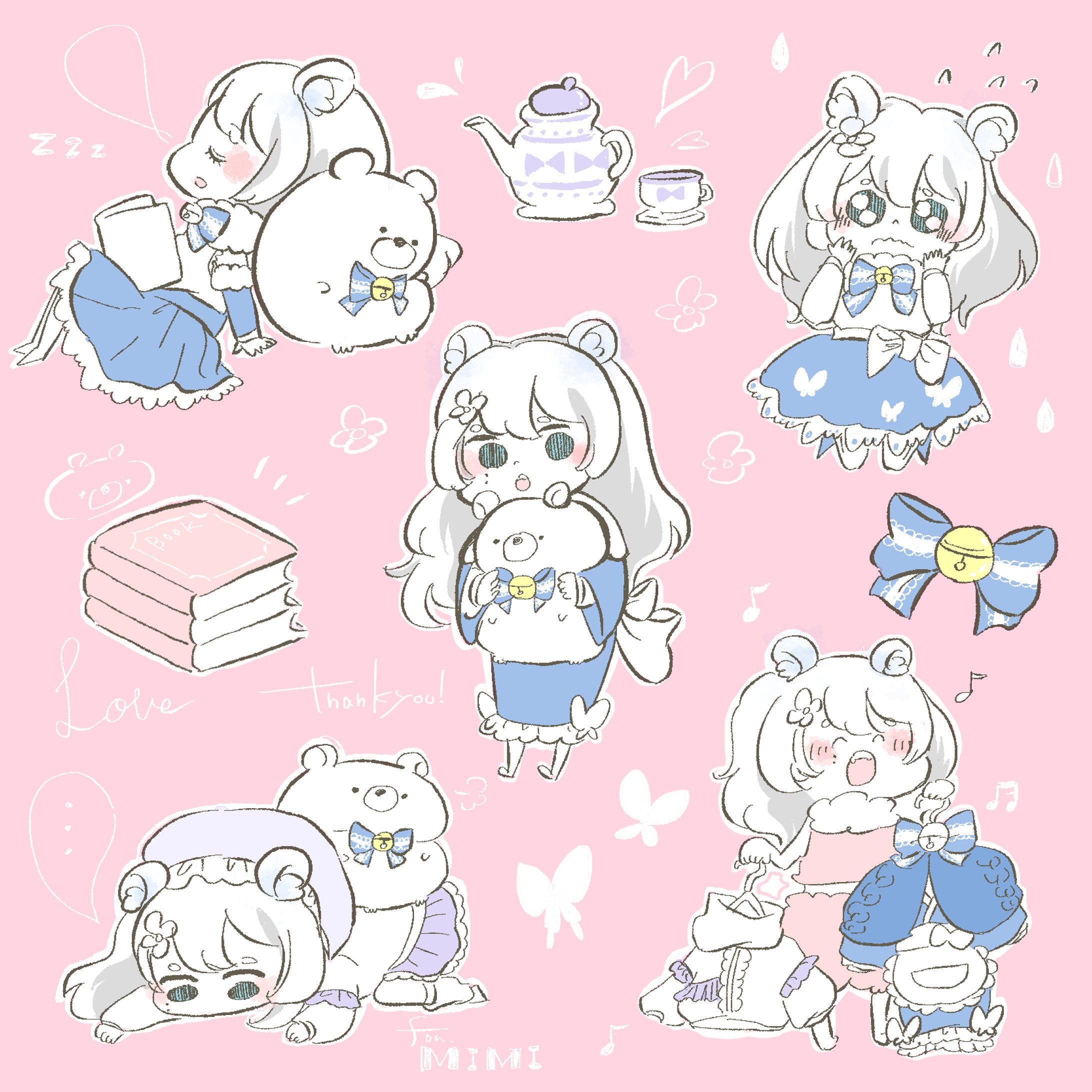 女の子のデフォルメイラスト 様々なポーズ-1