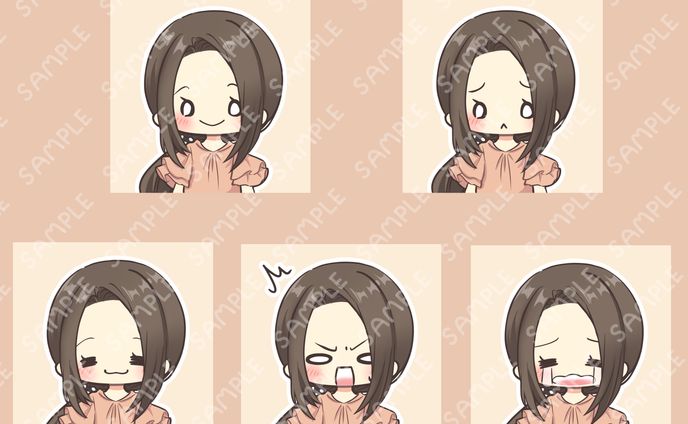 ブログ、SNSアイコン5枚セット