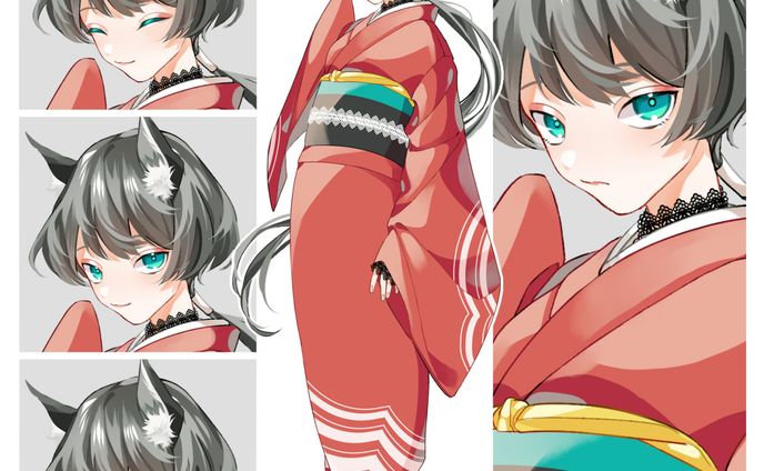 ▼和服と獣耳の女の子