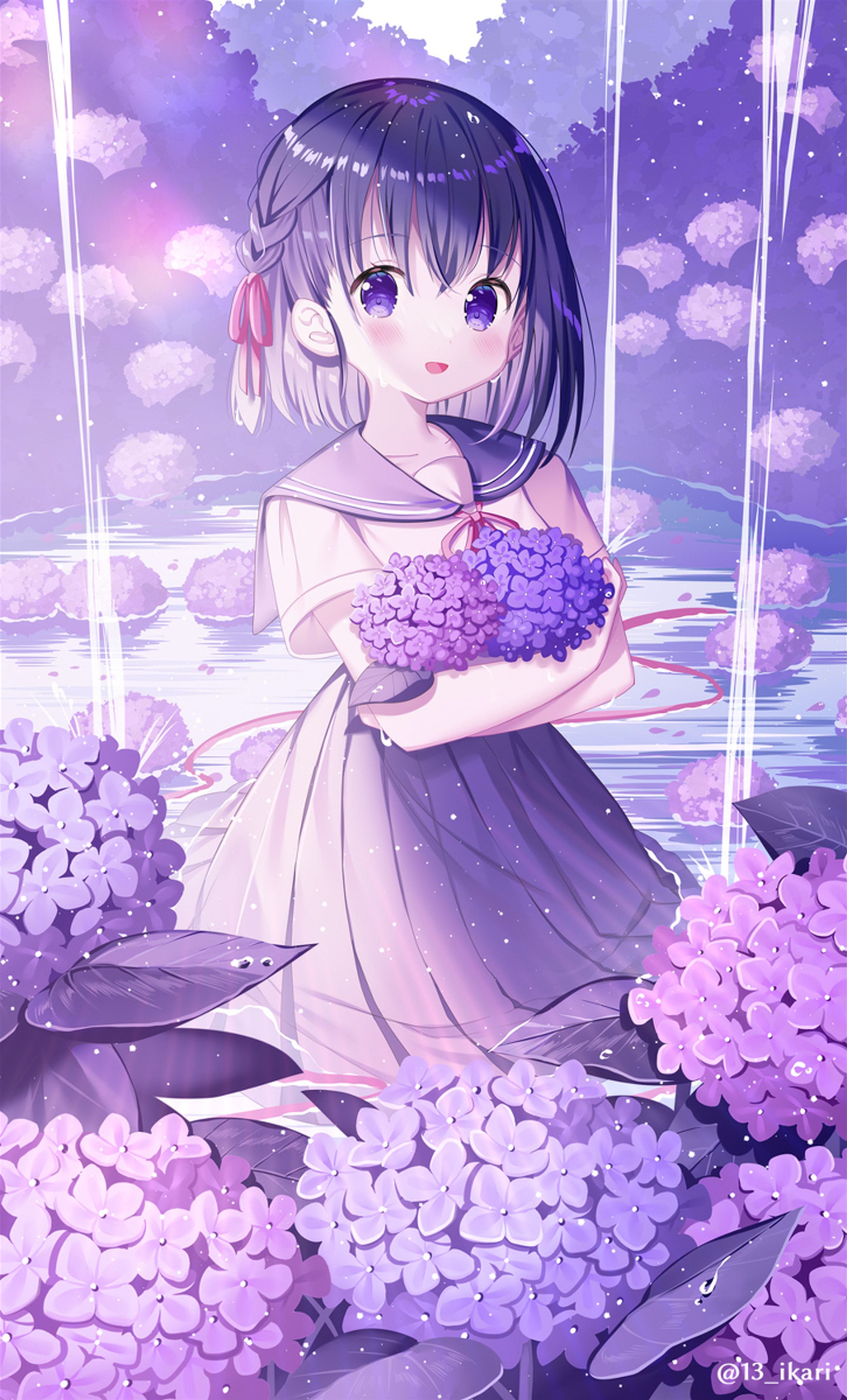 紫陽花とセーラー服-1