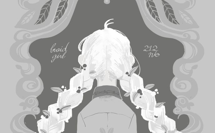 習作）みつあみ少女