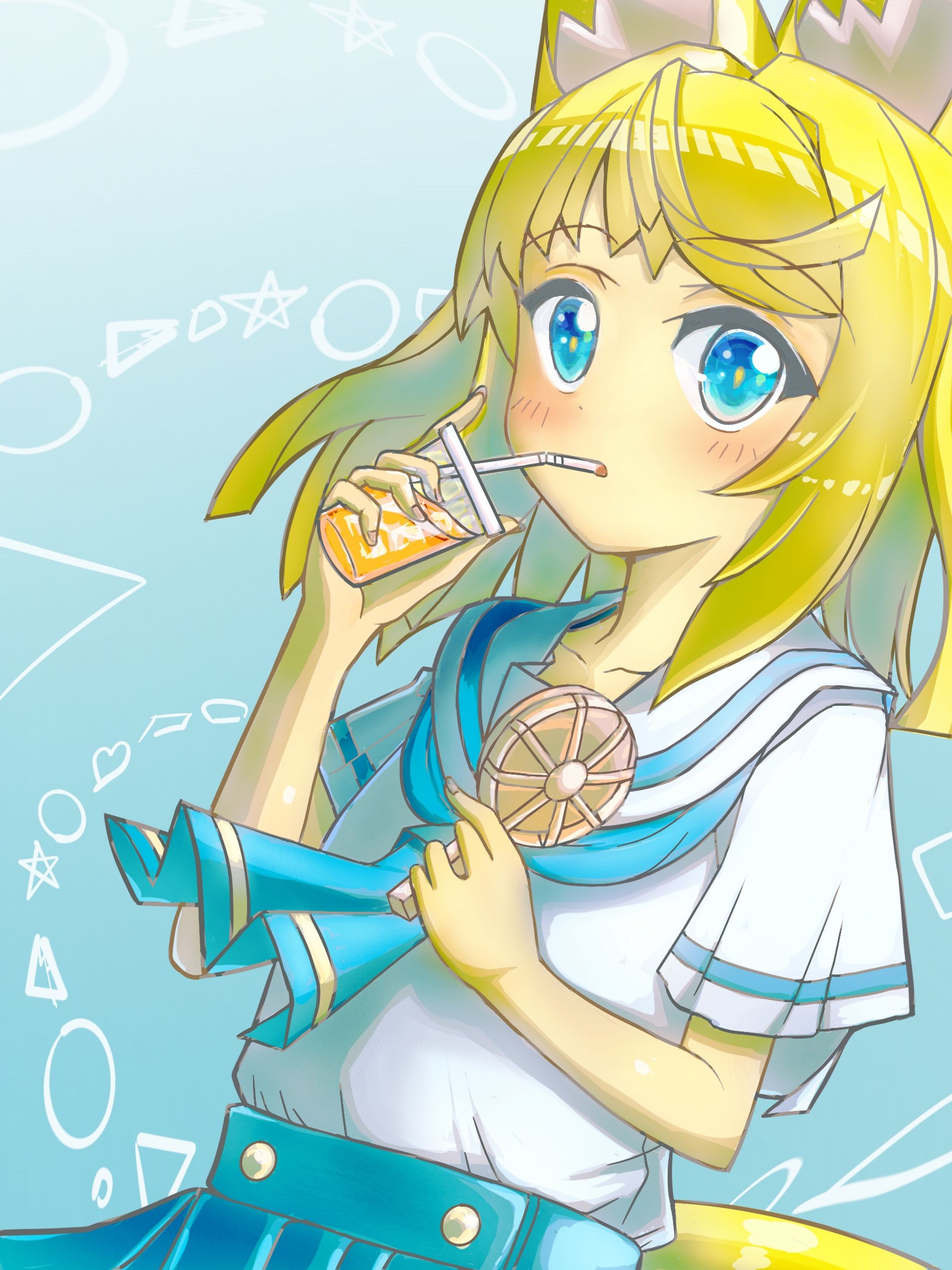 休憩中の狐娘-1