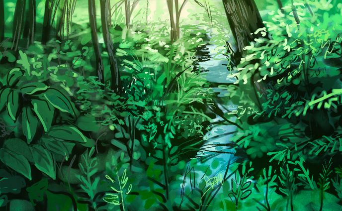 【背景】　森　【模写】