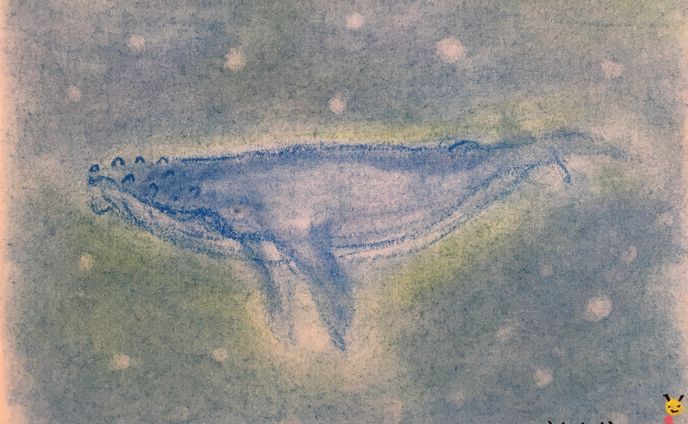 3色パステルアート☆くじらぱすてるオリジナル作品