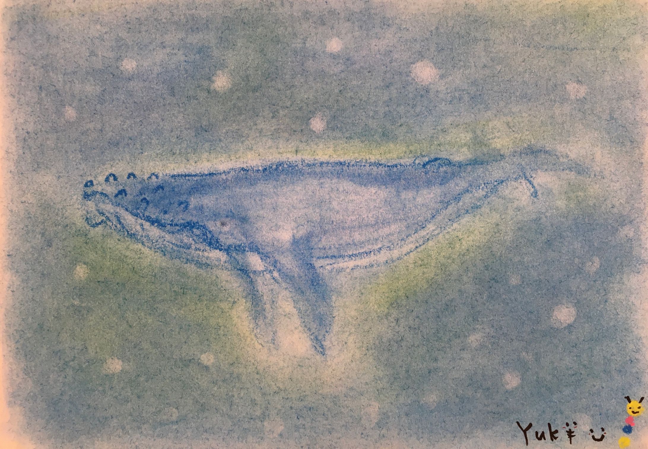 3色パステルアート☆くじらぱすてるオリジナル作品-1