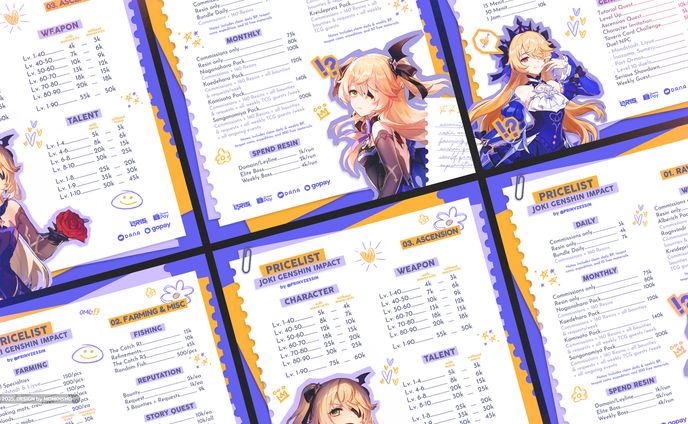 PRICELIST SHEET 01 PRINVZESSIN